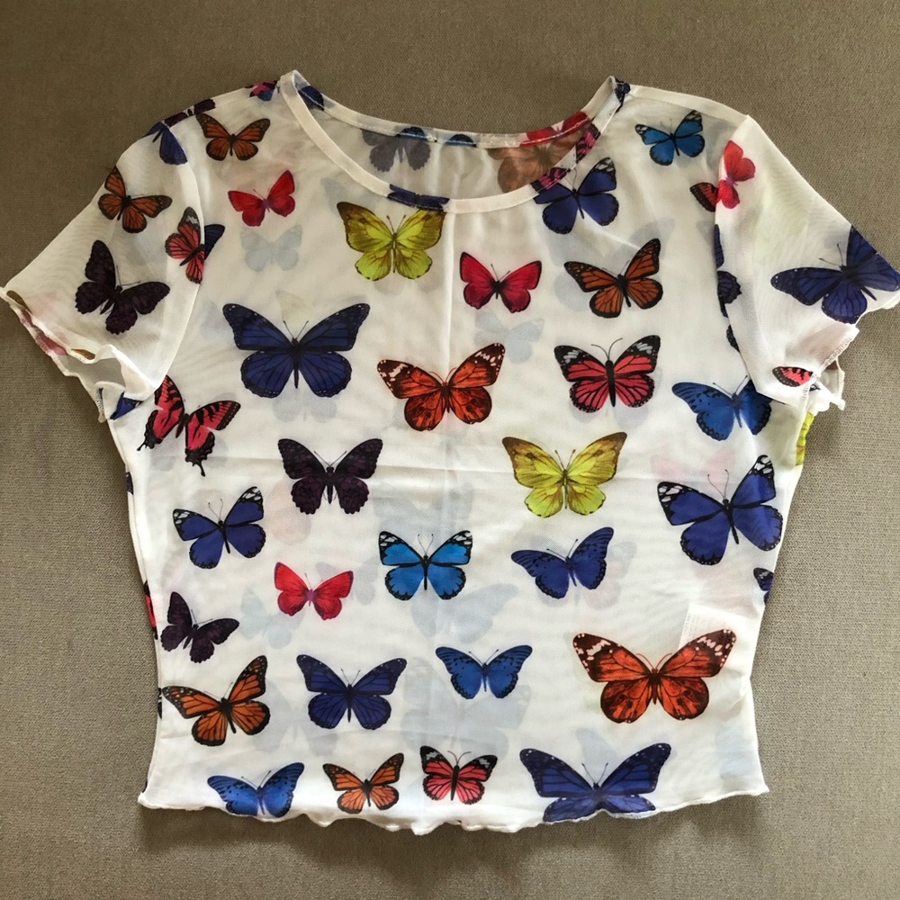 Sheer Butterfly Y2K Top